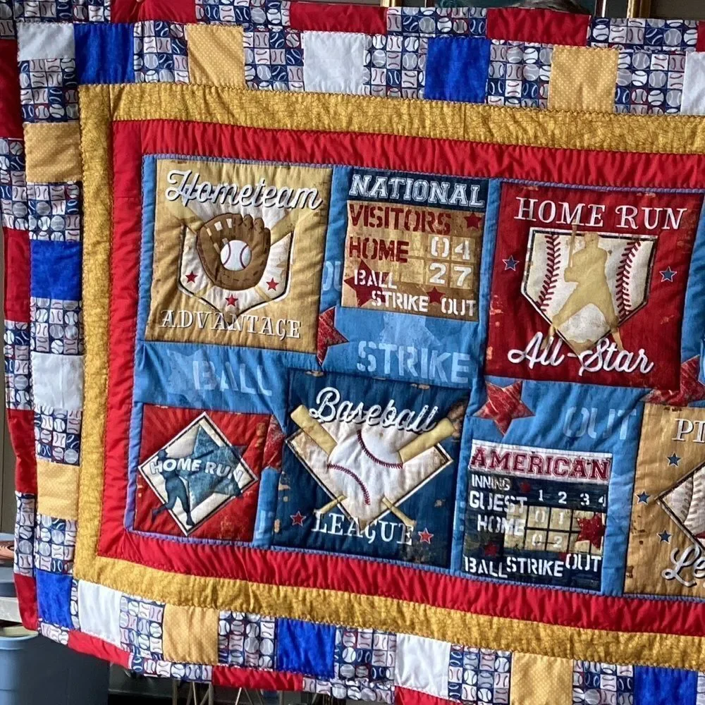NWT. Hand Crafted Baseball for All Ages Lap Quilt